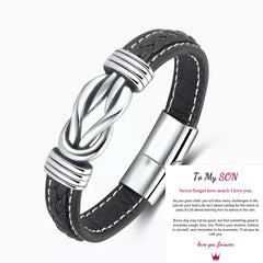 Son's Infinity Knot Bracelet Gift Set with Engraved Name