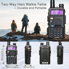 🔥UV-5R Ham Radios Long Range—8W Dual Band Rechargeable Walkie Talkie Portable Two-Way Radios