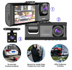 3-channel 1080P car driving recorder (three cameras)